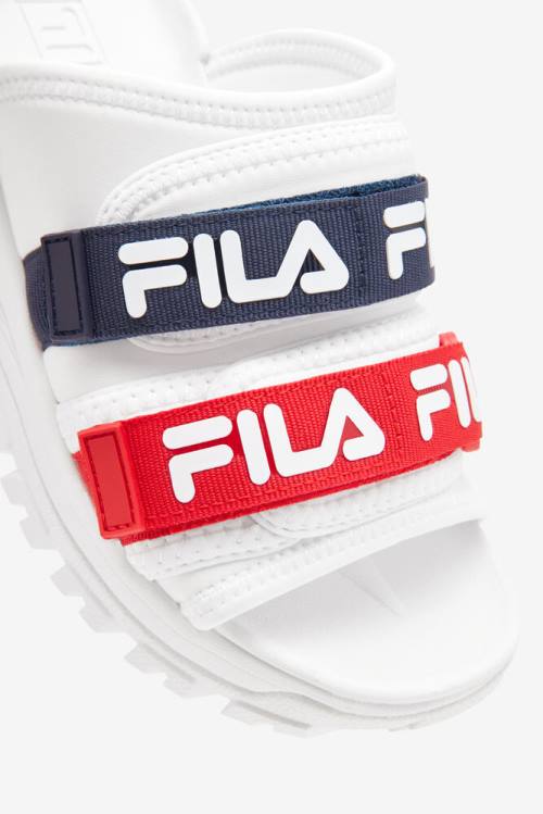 White / Navy / Red Women's Fila Outdoor Slides | Fila728XI