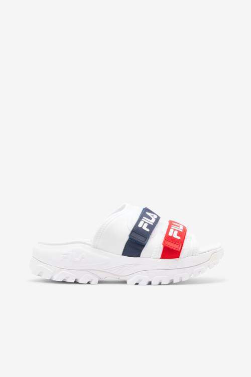 White / Navy / Red Women\'s Fila Outdoor Slides | Fila728XI