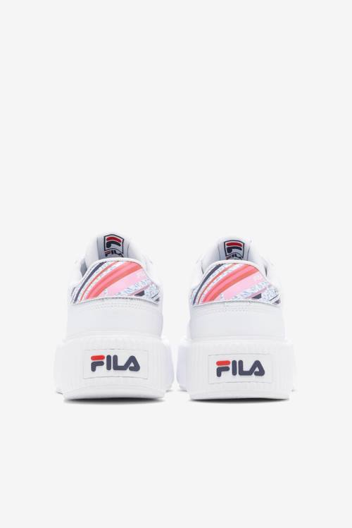 White / Navy / Red Women's Fila Sandblast Oversole Rolando Sneakers | Fila915QC