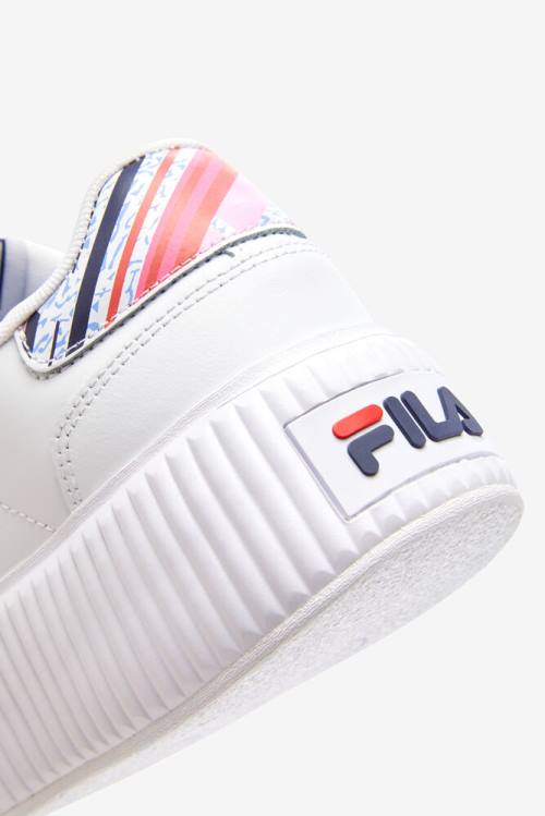 White / Navy / Red Women's Fila Sandblast Oversole Rolando Sneakers | Fila915QC