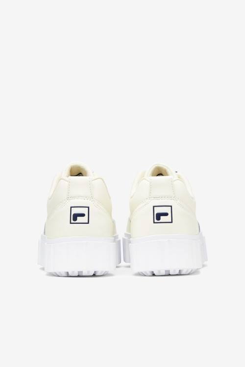 White / Navy Women's Fila Sandblast Low Satin Lace Sneakers | Fila038HY