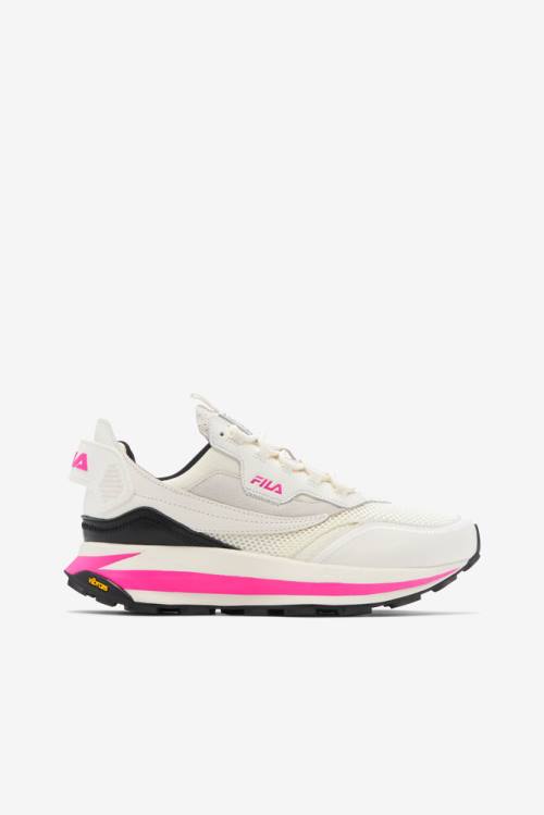 White / Pink / Black Women\'s Fila R1 Runner X Barneys Sneakers | Fila804LZ