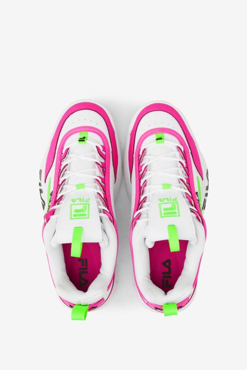 White / Pink / Green Women's Fila Disruptor 2 Premium Sneakers | Fila512LE