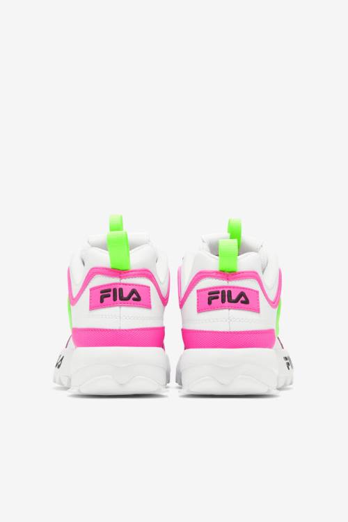 White / Pink / Green Women's Fila Disruptor 2 Premium Sneakers | Fila512LE