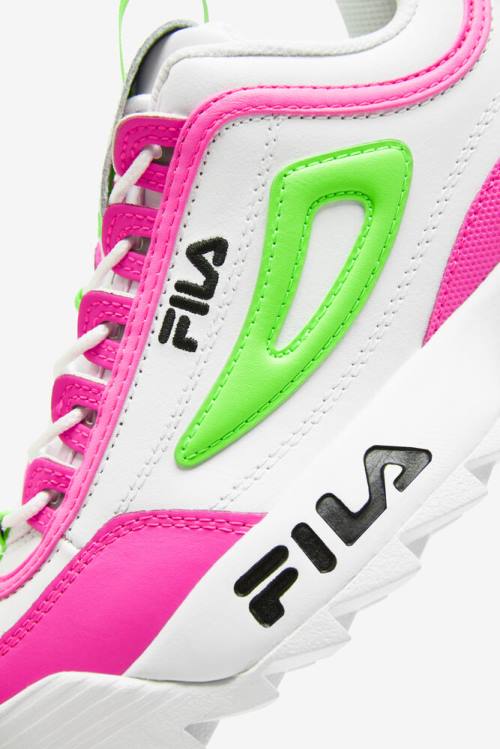 White / Pink / Green Women's Fila Disruptor 2 Premium Sneakers | Fila512LE