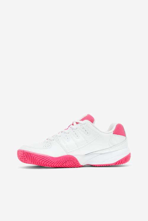 White / Pink / Metal Silver Women's Fila Double Bounce Sneakers | Fila142NC