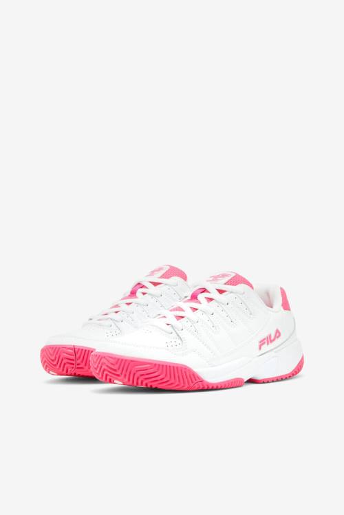 White / Pink / Metal Silver Women's Fila Double Bounce Sneakers | Fila142NC