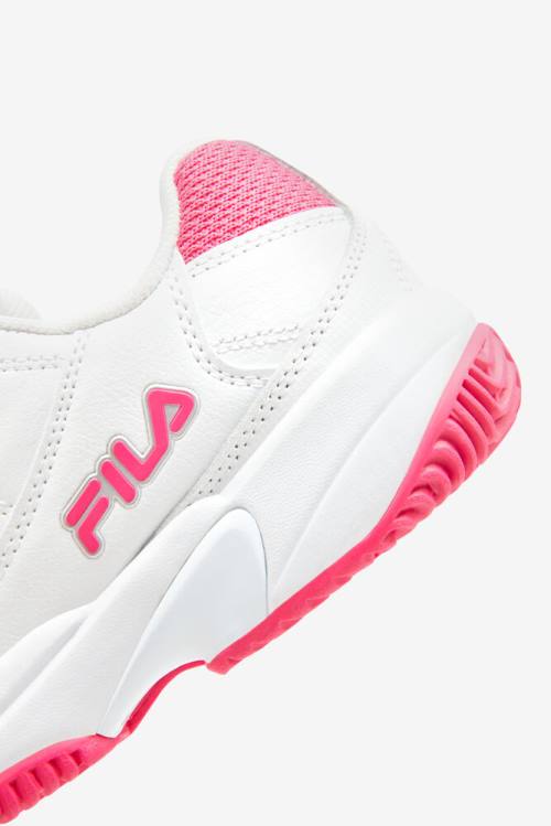 White / Pink / Metal Silver Women's Fila Double Bounce Sneakers | Fila142NC