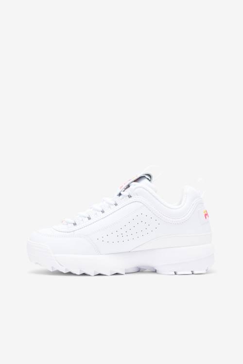 White / Pink / Orange Women's Fila Disruptor 2 Stitch Sneakers | Fila524LF