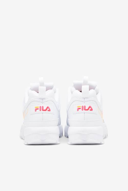 White / Pink / Orange Women's Fila Disruptor 2 Stitch Sneakers | Fila524LF