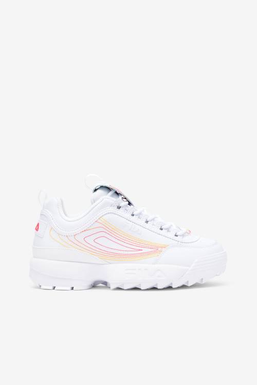 White / Pink / Orange Women\'s Fila Disruptor 2 Stitch Sneakers | Fila524LF