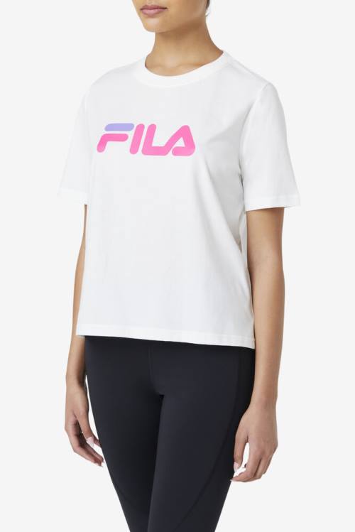 White / Pink / Purple Women's Fila Miss Eagle Tee T Shirts | Fila056KT