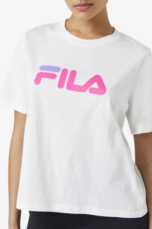 White / Pink / Purple Women's Fila Miss Eagle Tee T Shirts | Fila056KT