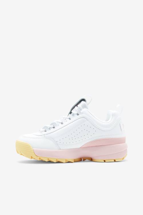 White / Pink Women's Fila Disruptor 2 Premium Sneakers | Fila486WD