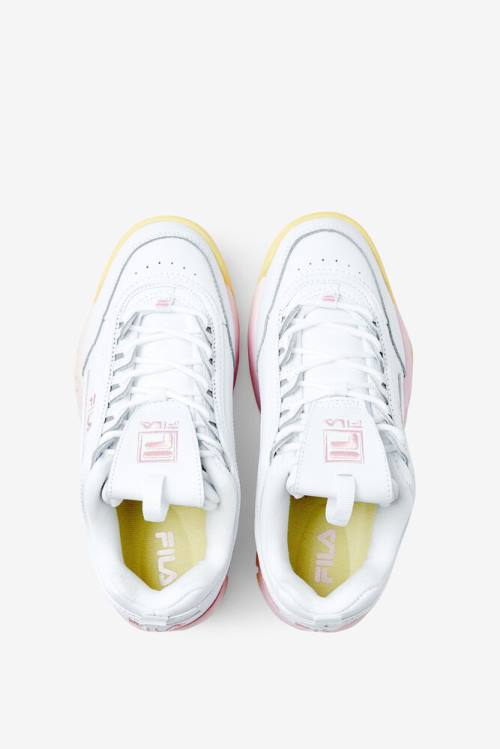 White / Pink Women's Fila Disruptor 2 Premium Sneakers | Fila486WD