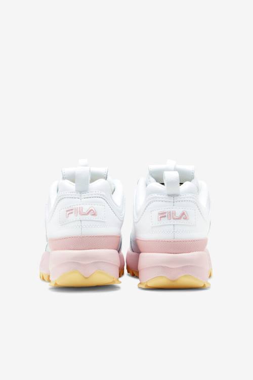 White / Pink Women's Fila Disruptor 2 Premium Sneakers | Fila486WD