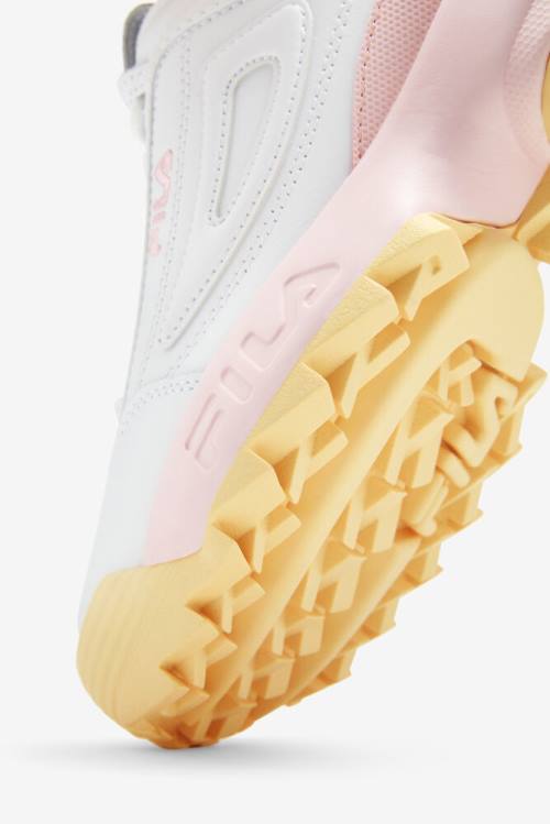 White / Pink Women's Fila Disruptor 2 Premium Sneakers | Fila486WD