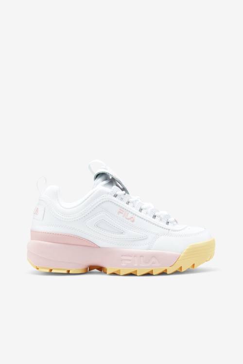 White / Pink Women\'s Fila Disruptor 2 Premium Sneakers | Fila486WD