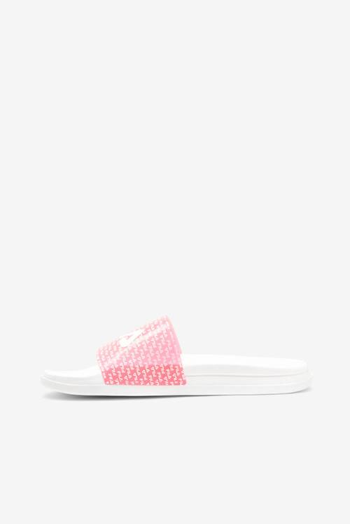 White / Pink Women's Fila Drifter Luxe Repeat Slides | Fila391GD