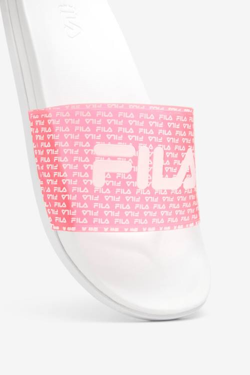 White / Pink Women's Fila Drifter Luxe Repeat Slides | Fila391GD