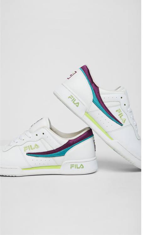 White / Purple / Green Men's Fila Original Fitness Sneakers | Fila876VG