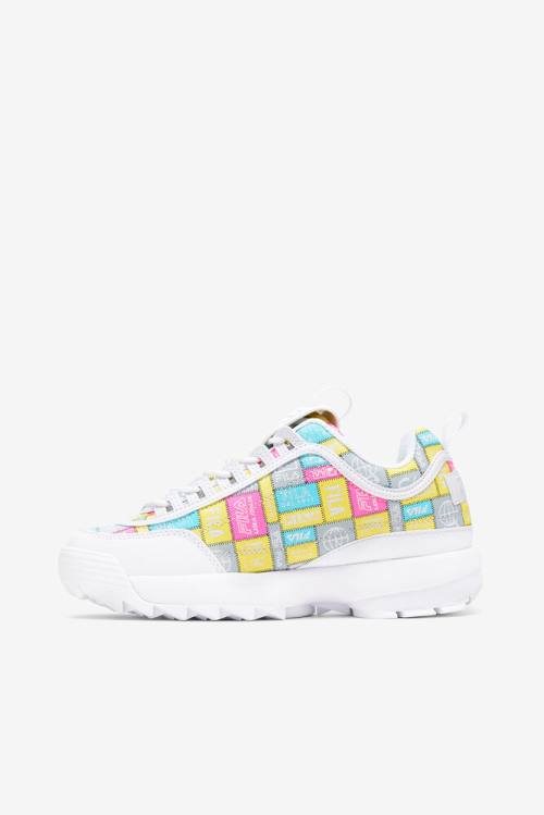 White / Purple Women's Fila Disruptor 2 Patchwork Sneakers | Fila126WY