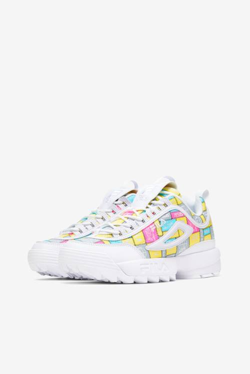 White / Purple Women's Fila Disruptor 2 Patchwork Sneakers | Fila126WY