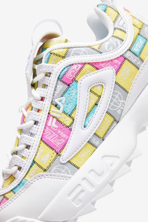 White / Purple Women's Fila Disruptor 2 Patchwork Sneakers | Fila126WY