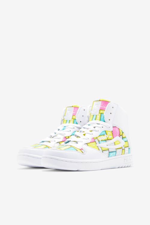 White / Purple Women's Fila Fx-dsx Mid Patchwork Sneakers | Fila265SH