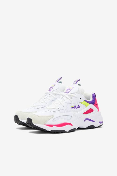 White / Purple Women's Fila Ray Tracer Sneakers | Fila562WT