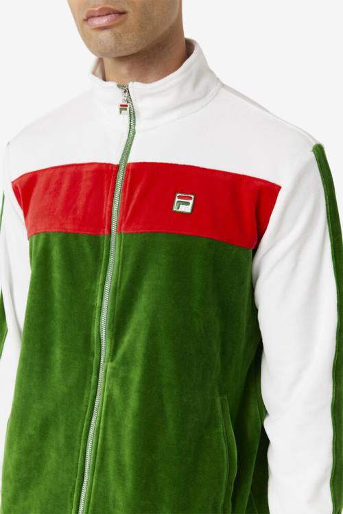 White / Red Men's Fila Brice Velour Jackets | Fila235RT