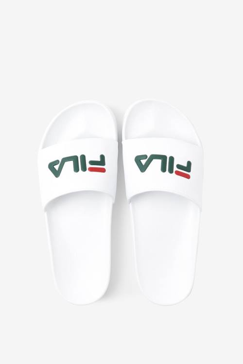 White / Red Men's Fila Drifter Slides | Fila379WP