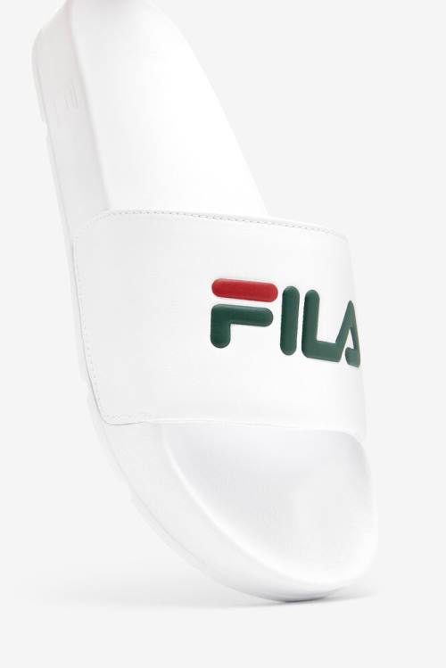 White / Red Men's Fila Drifter Slides | Fila379WP