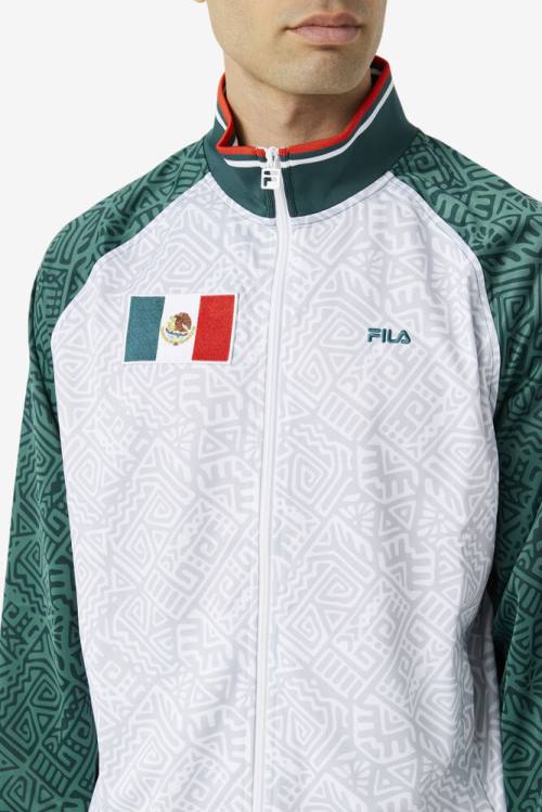 White / Red Men's Fila Mexico Track Jackets | Fila905XC