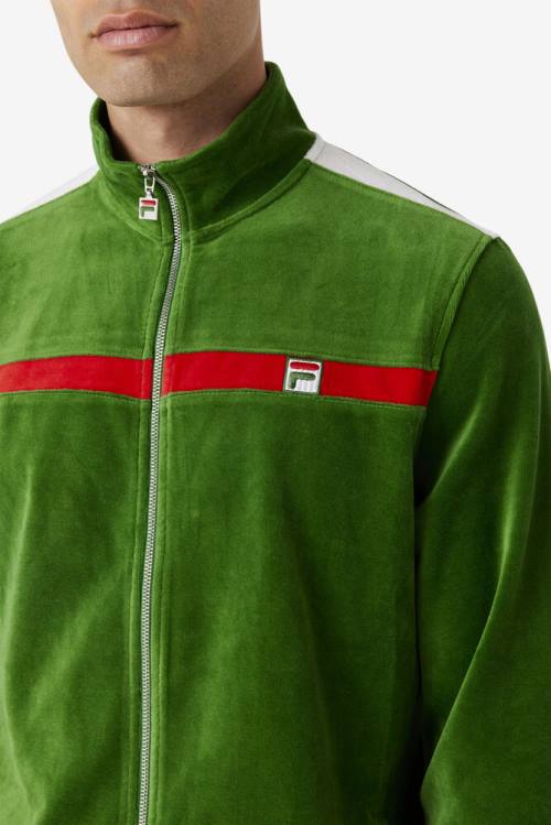 White / Red Men's Fila Ravid Velour Jackets | Fila947IB