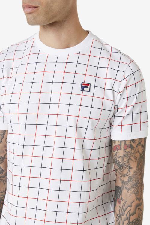 White / Red / Navy Men's Fila Casbian Crew T Shirts | Fila561BH