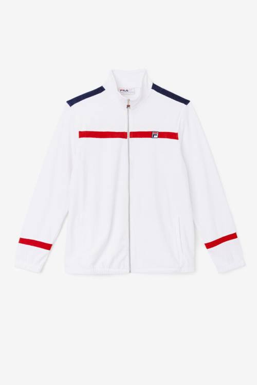 White / Red / Navy Men\'s Fila Ravid Velour Jackets | Fila862CX