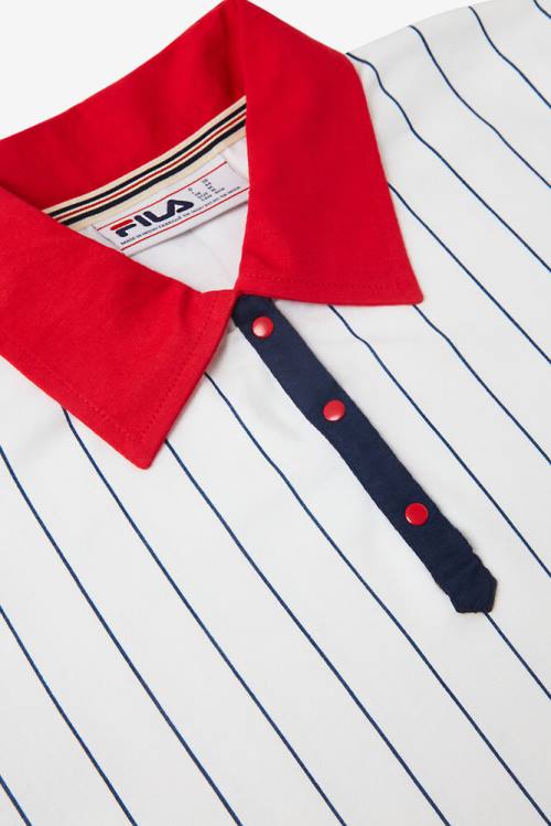 White / Red / Navy Women's Fila Lacy Premium Polo | Fila863SR