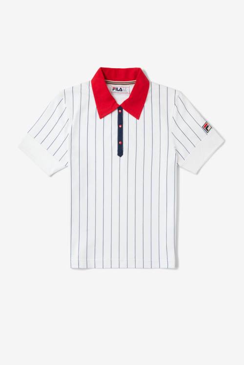 White / Red / Navy Women\'s Fila Lacy Premium Polo | Fila863SR