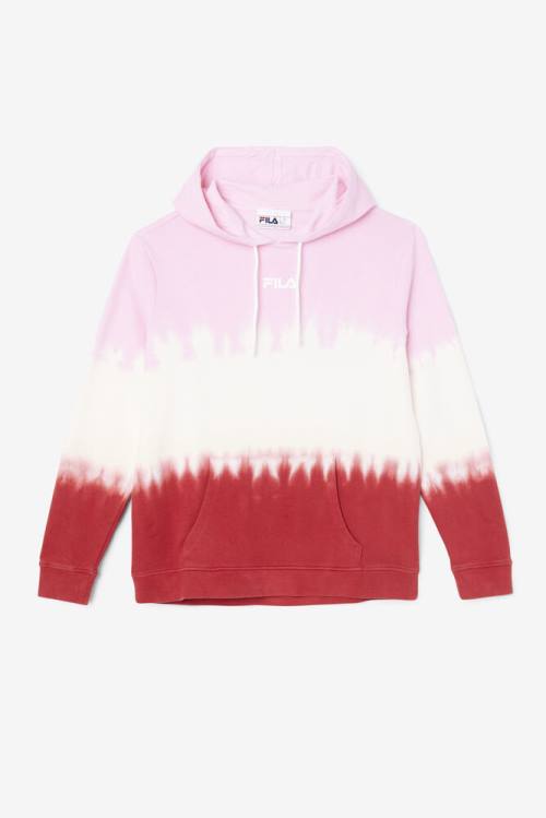 White / Red Women\'s Fila Aerolynn Tie Dye Hoodie | Fila269XB