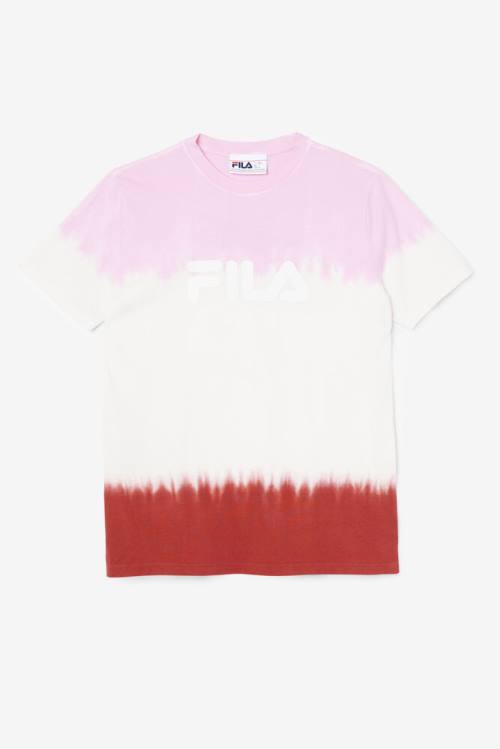 White / Red Women\'s Fila Alivia Tie Dye Tee T Shirts | Fila037ET