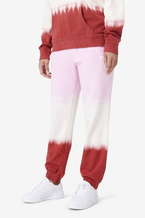 White / Red Women's Fila Raleigh Tie Dye Jogger Pants | Fila052QW