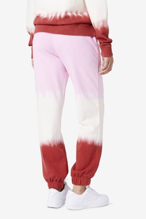 White / Red Women's Fila Raleigh Tie Dye Jogger Pants | Fila052QW