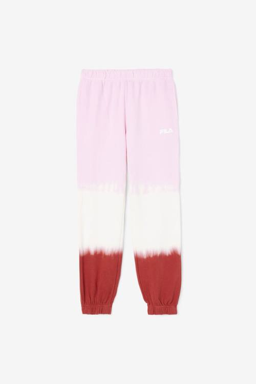 White / Red Women\'s Fila Raleigh Tie Dye Jogger Pants | Fila052QW