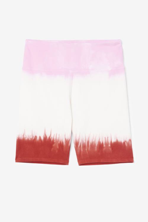 White / Red Women\'s Fila Taima Tie Dye Bike Shorts | Fila031NC