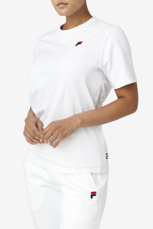 White Women's Fila Derion Tee T Shirts | Fila127SX