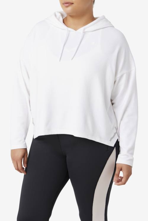 White Women's Fila Fi-lux Cropped Hoodie | Fila437ZW