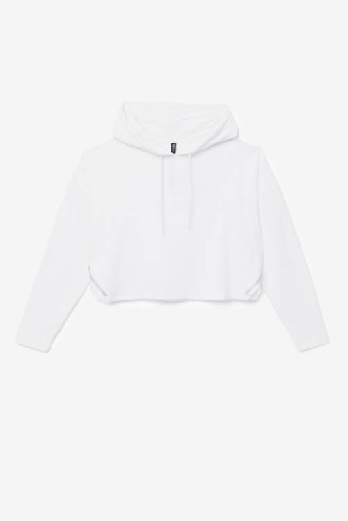 White Women\'s Fila Fi-lux Cropped Hoodie | Fila710ZE