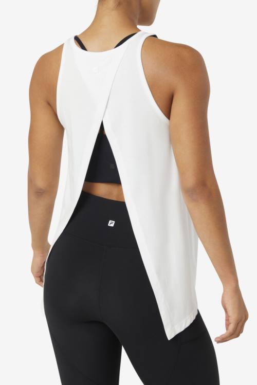 White Women's Fila Fi-lux Open Back Tank Sports Tops | Fila017QH