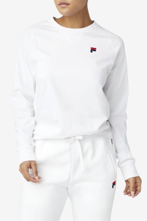 White Women's Fila Flynn Long Sleeve Tee T Shirts | Fila590IZ